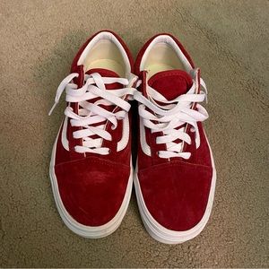 Vans Women's Red and White Low-Top Sneakers